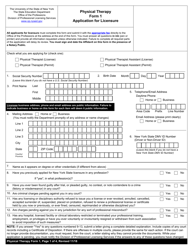Physical Therapy Form 1 Application for Licensure - New York