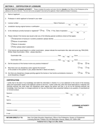 Podiatrist Form 3 Certification of Podiatry Licensure in Another Jurisdiction - New York, Page 2