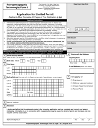Document preview: Polysomnographic Technologist Form 5 Application for Limited Permit - New York