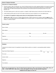 Podiatrist Form 5D Application for Limited Residency Permit for Applicants Who Are Not Applying for Licensure in New York State - New York, Page 5