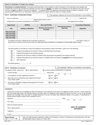 Certified Public Accountant Form 3 Certification of Out-of-State Licensure and Examination Grades - New York, Page 2