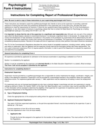 Psychologist Form 4 Report of Professional Experience - New York