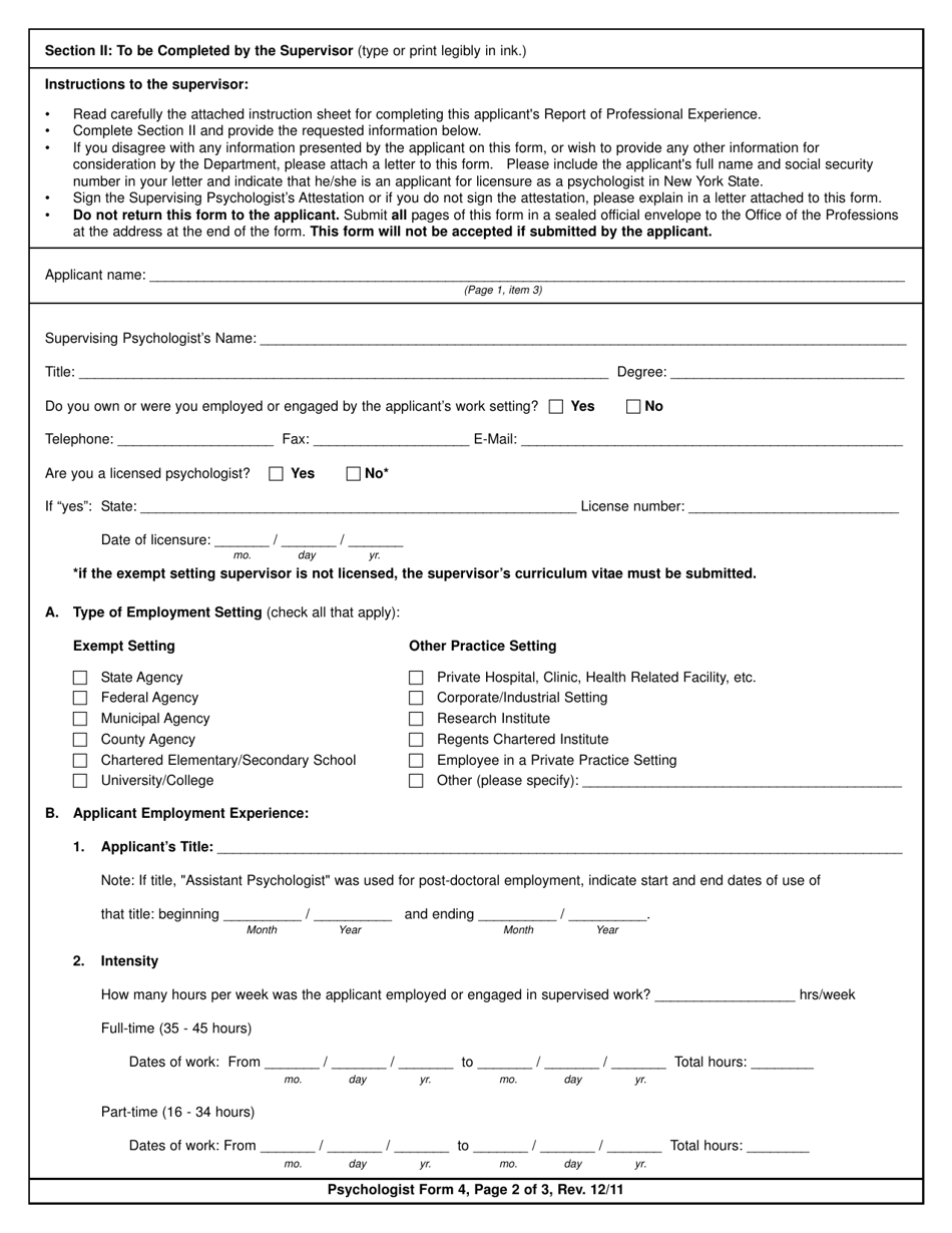 Psychologist Form 4 - Fill Out, Sign Online and Download Printable PDF ...