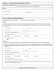 Respiratory Therapy Form 2 Certification of Professional Education - New York, Page 2