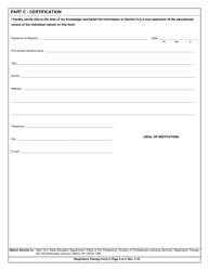 Respiratory Therapy Form 2 Certification of Professional Education - New York, Page 3