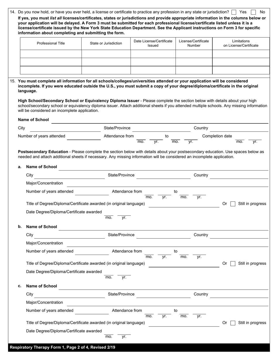 Respiratory Therapy Form 1 - Fill Out, Sign Online and Download ...