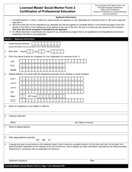 Document preview: Licensed Master Social Worker Form 2 Certification of Professional Education - New York