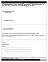 Licensed Clinical Social Worker Form 2 Certification of Professional Education - New York, Page 3