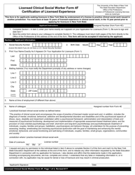 Document preview: Licensed Clinical Social Worker Form 4F Certification of Licensed Experience - New York