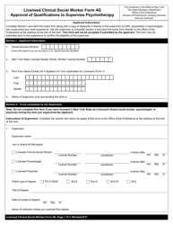 Document preview: Licensed Clinical Social Worker Form 4Q Approval of Qualifications to Supervise Psychotherapy - New York