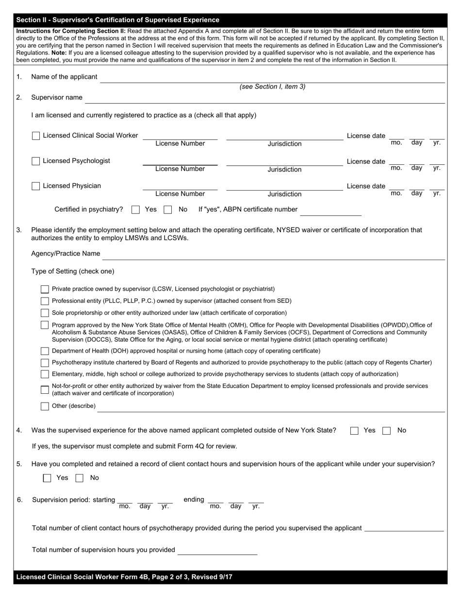 Licensed Clinical Social Worker Form 4B - Fill Out, Sign Online and ...