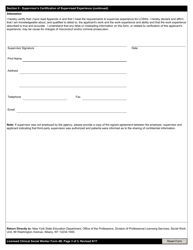 Licensed Clinical Social Worker Form 4B Certification of Experience for Licensed Clinical Social Worker - New York, Page 3