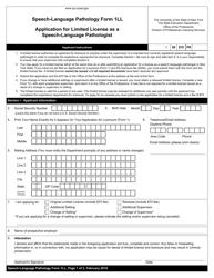 Document preview: Speech-Language Pathology Form 1LL Application for Limited License as a Speech-Language Pathologist - New York