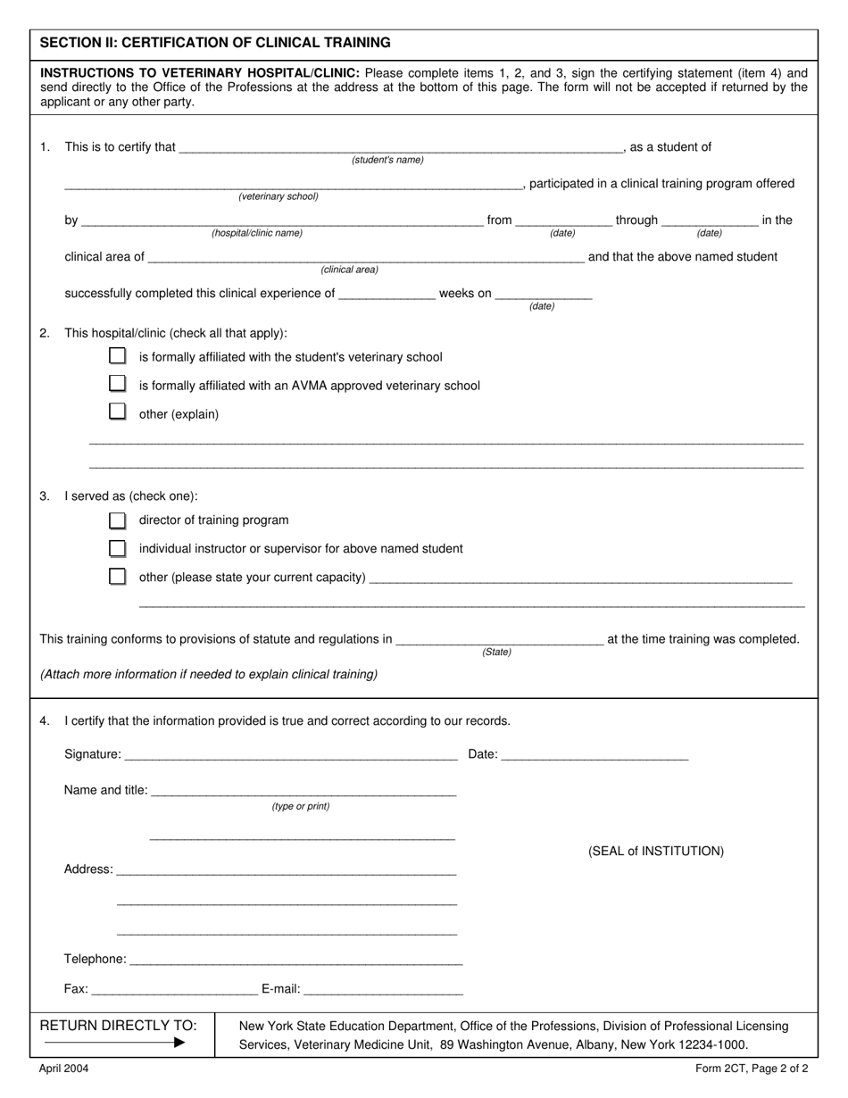 Veterinarian Form 2CT - Fill Out, Sign Online and Download Printable ...