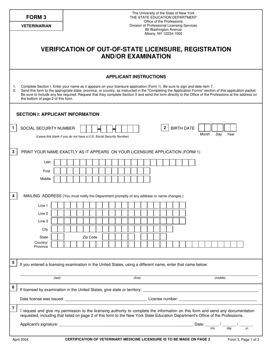 Veterinarian Form 3 Fill Out, Sign Online and Download Printable PDF