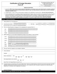 Document preview: Form 2F Certification of Foreign Education - New York