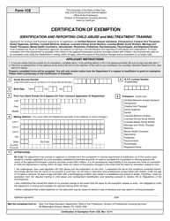 Document preview: Form 1CE Certification of Exemption - New York
