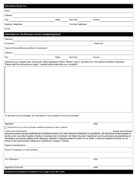 Professional Discipline Complaint Form - New York, Page 2