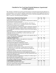 Checklist for New York State Pesticide Businesses/Agencies/And Certified Applicators - New York
