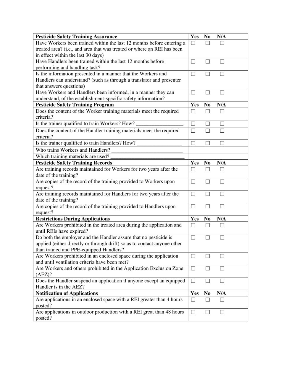 Checklist for New York State Farmers and Certified Pesticide Applicators Complying With the Worker Protection Standard (Wps) - New York, Page 2