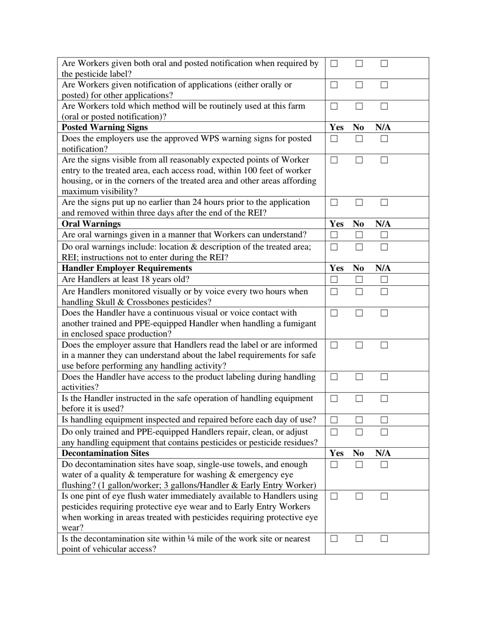 Checklist for New York State Farmers and Certified Pesticide Applicators Complying With the Worker Protection Standard (Wps) - New York, Page 3