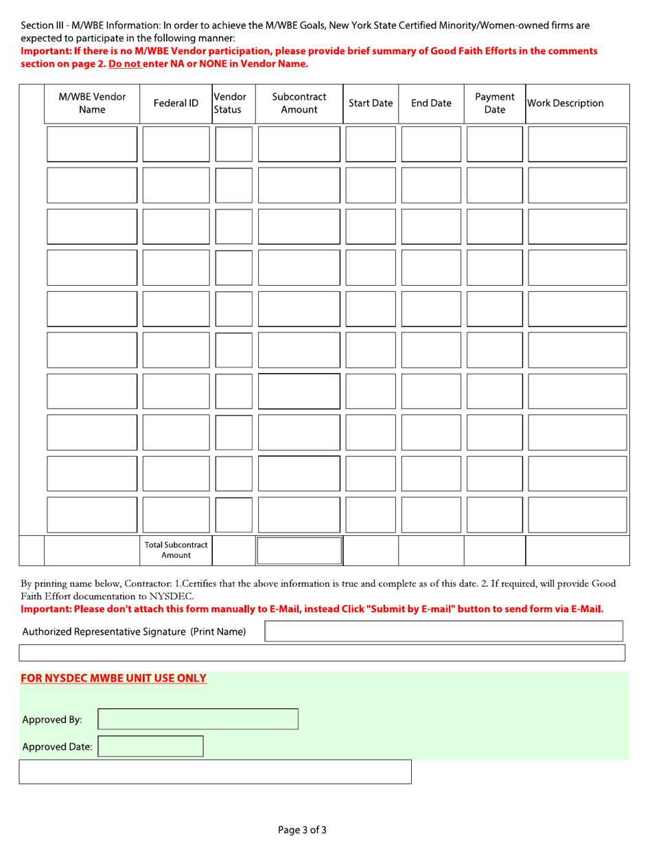 Consultant / Contractor Detailed M / Wbe-EEO Utilization Plan - New York, Page 3