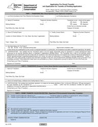 Document preview: Application for Permit Transfer and Application for Transfer of Pending Application - New York