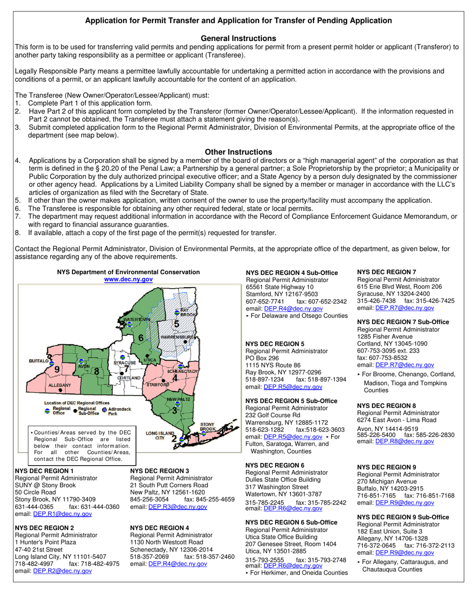 Application for Permit Transfer and Application for Transfer of Pending Application - New York, Page 2