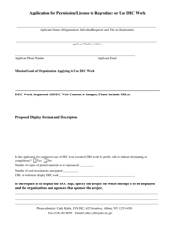 Document preview: Application for Permission/License to Reproduce or Use Dec Work - New York