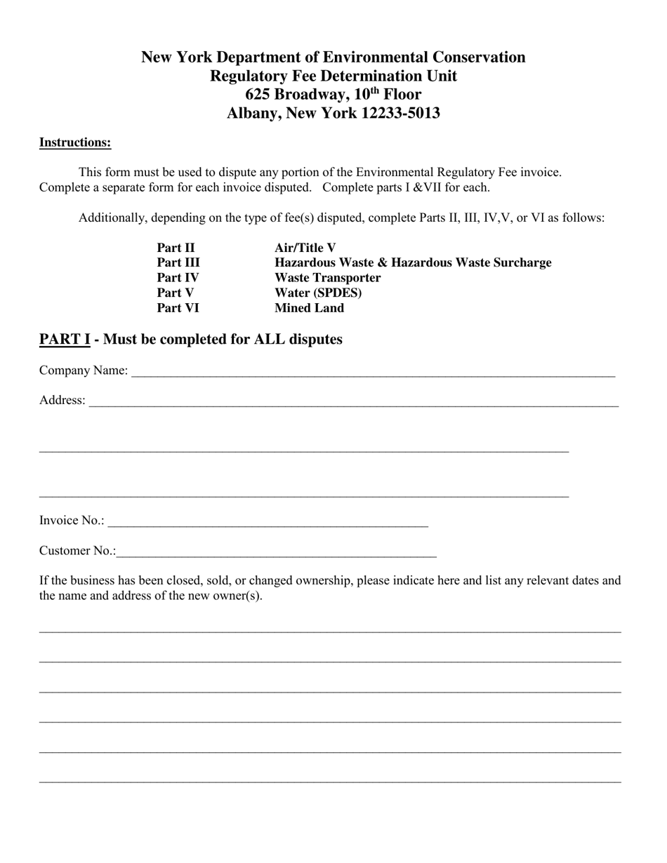 Dispute Procedures / Fee Recalculation Request Form - New York, Page 2