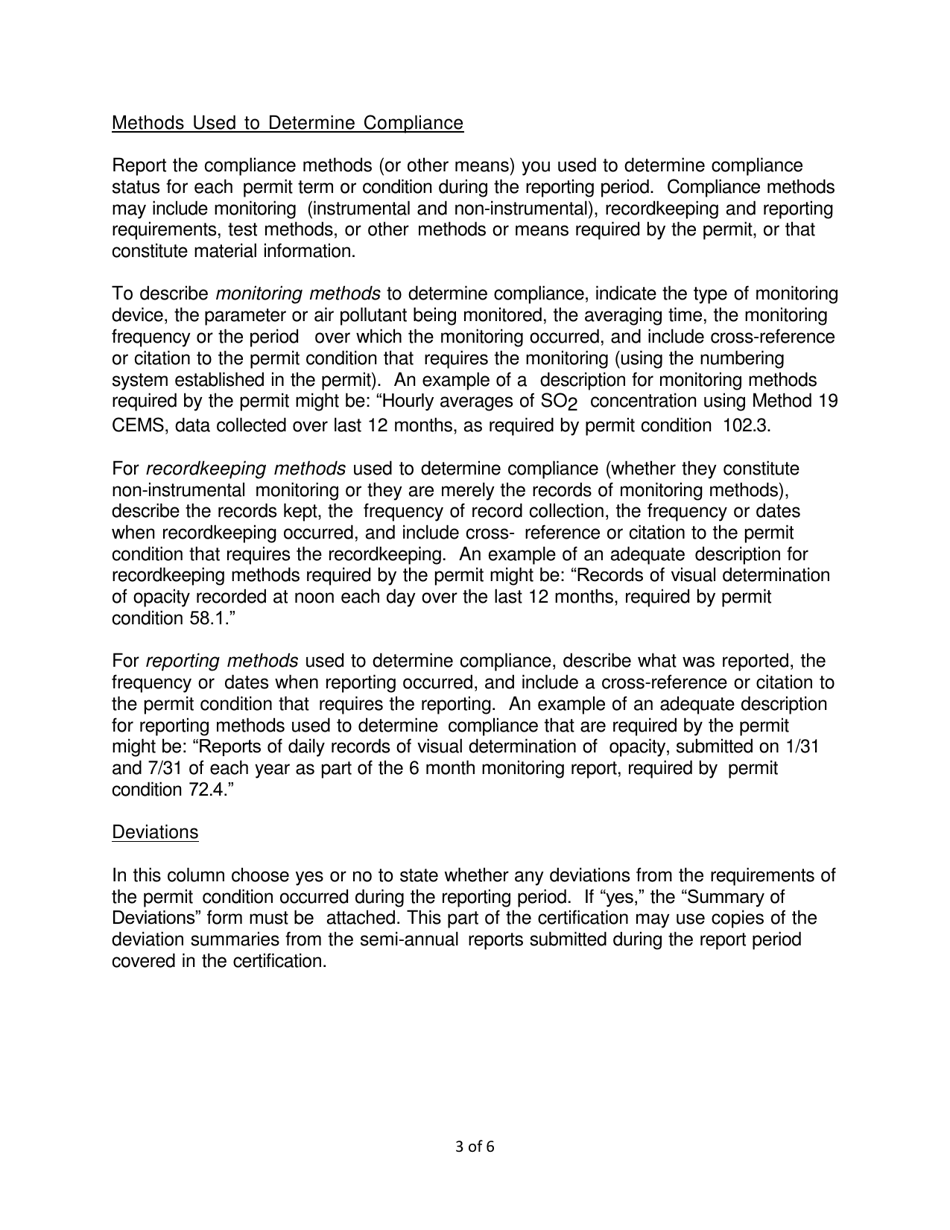 Instructions for Annual Compliance Certification and Semiannual Monitoring Report - New York, Page 3