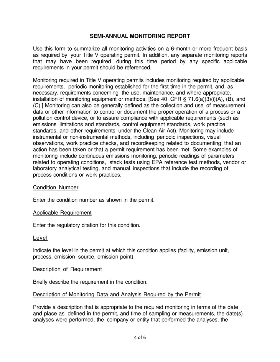 Instructions for Annual Compliance Certification and Semiannual Monitoring Report - New York, Page 4