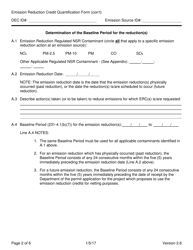 Emission Reduction Credit (Erc) Quantification Form (Attainment (Psd) Netting Purposes Only) - New York, Page 2