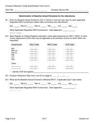 Emission Reduction Credit (Erc) Quantification Form (Attainment (Psd) Netting Purposes Only) - New York, Page 3