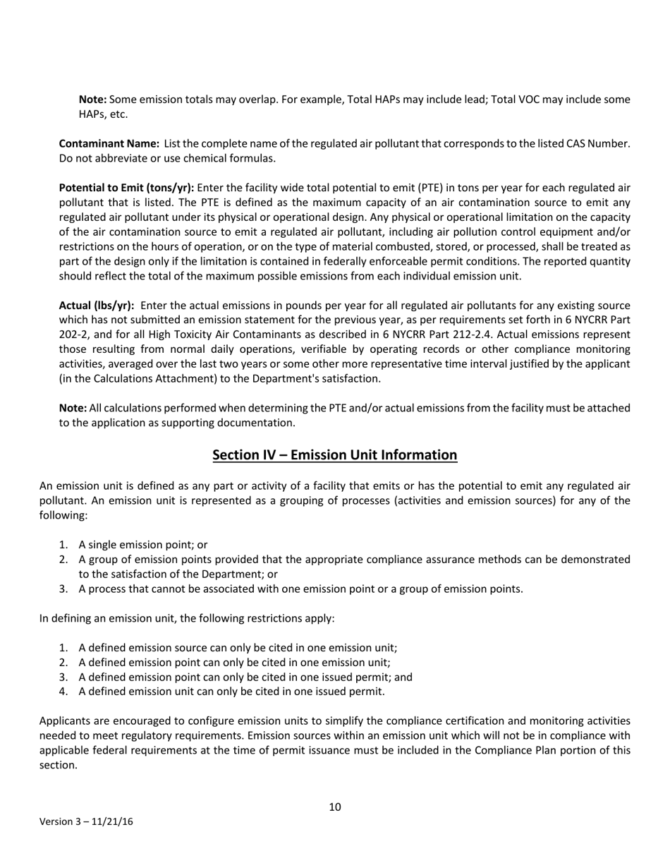 Instructions for Air Permit Application - New York, Page 10