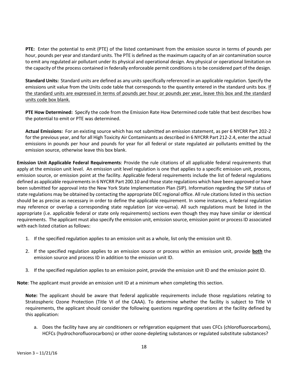 Instructions for Air Permit Application - New York, Page 18