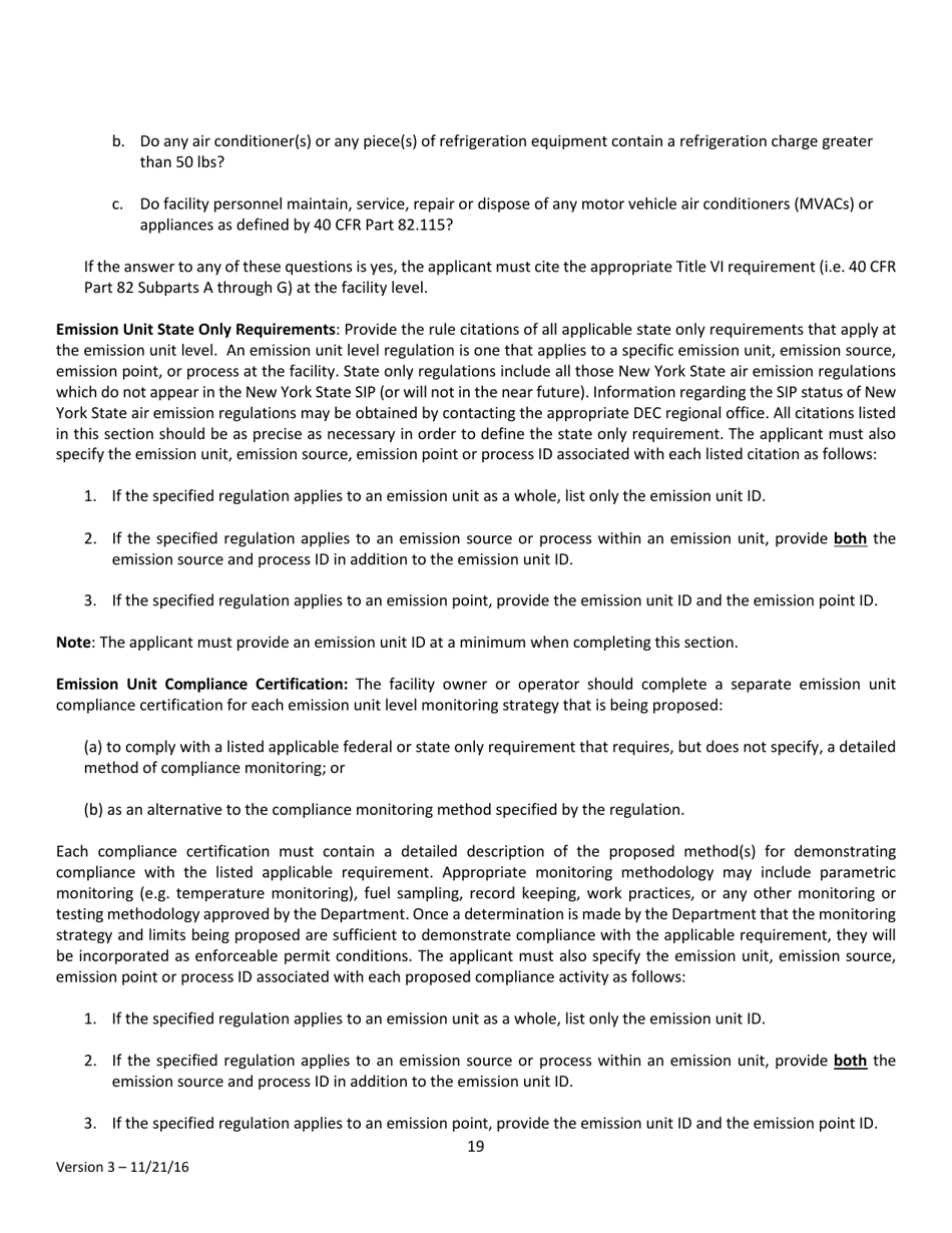 Instructions for Air Permit Application - New York, Page 19