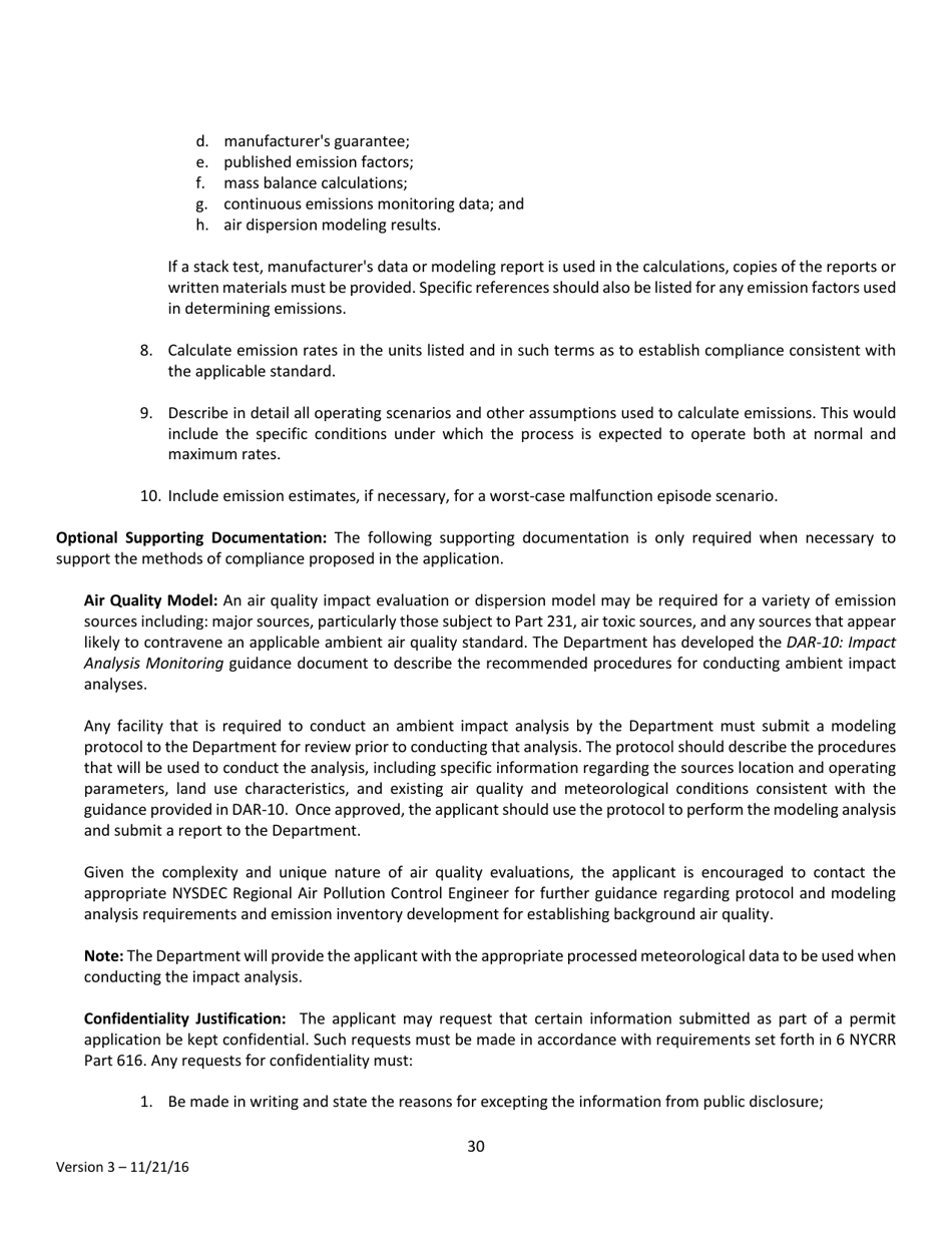 Instructions for Air Permit Application - New York, Page 30