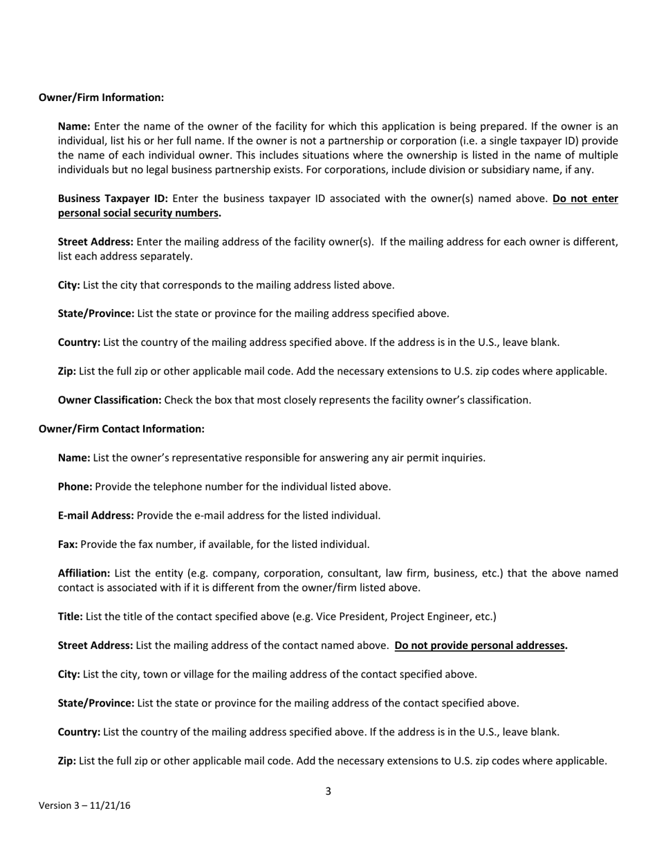 Instructions for Air Permit Application - New York, Page 3