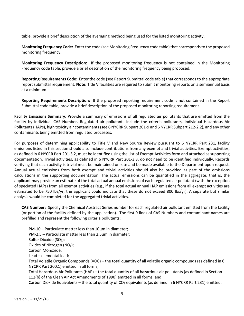 Instructions for Air Permit Application - New York, Page 9