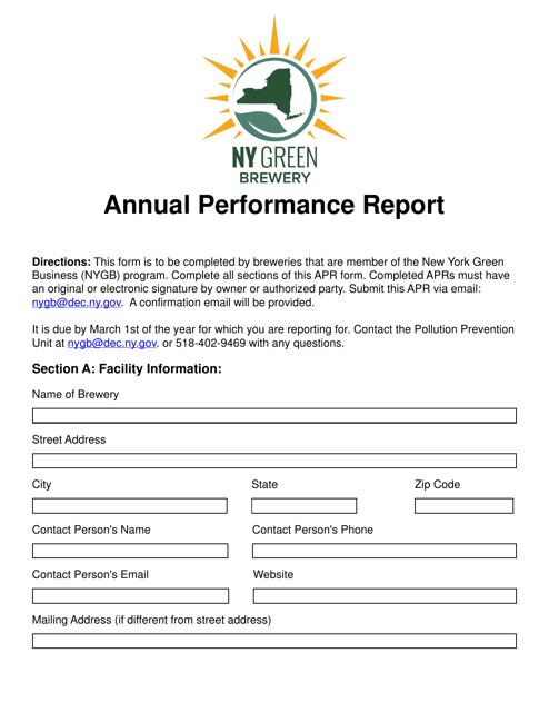 Brewery Annual Performance Report - New York Download Pdf