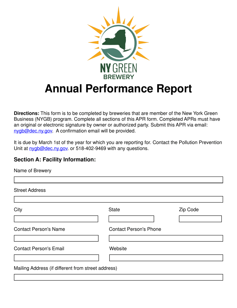 Brewery Annual Performance Report - New York, Page 1