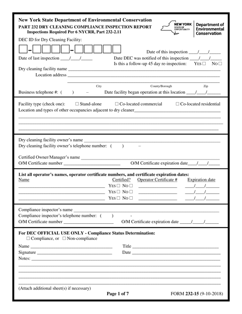 Form 232-15  Printable Pdf