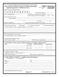 Form 232-15 Part 232 Dry Cleaning Facility Compliance Inspection Report - New York