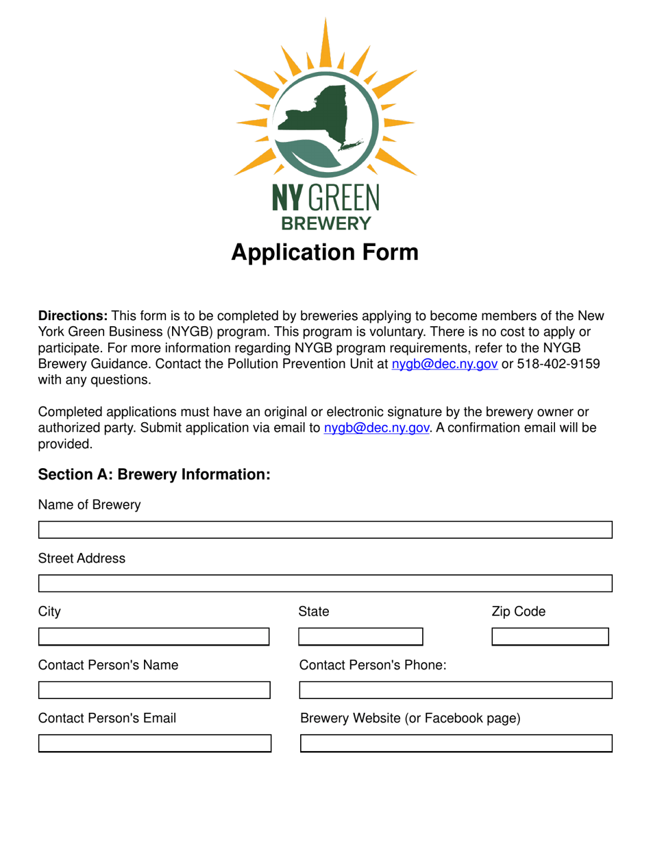 Brewery Application Form - New York, Page 1