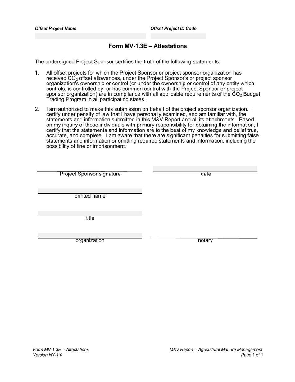 Form MV-1.3E Attestations - New York, Page 1