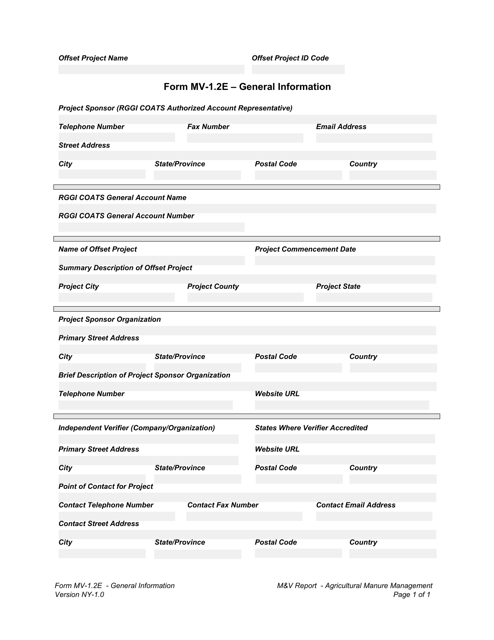 Form MV-1.2E General Information - New York