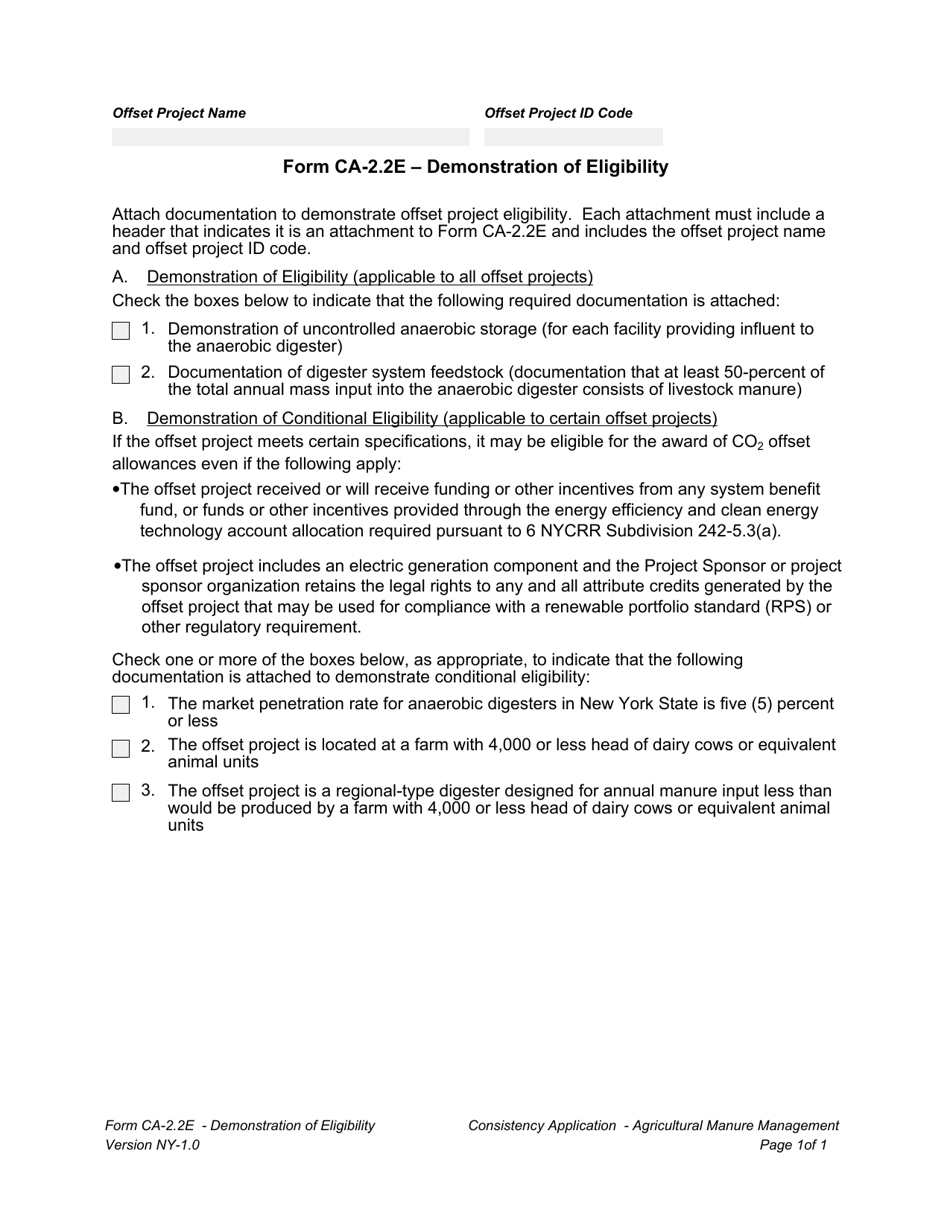 Form CA-2.2E Demonstration of Eligibility - New York, Page 1