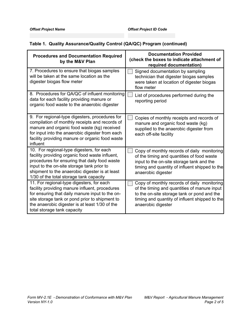 Form MV-2.1E Demonstration of Conformance With Mv Plan - New York, Page 2