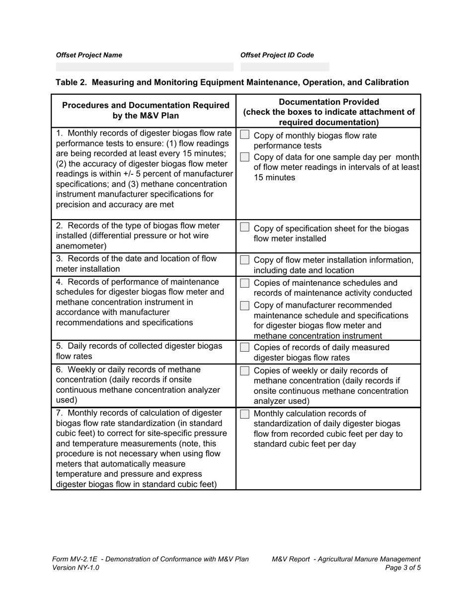 Form MV-2.1E Demonstration of Conformance With Mv Plan - New York, Page 3